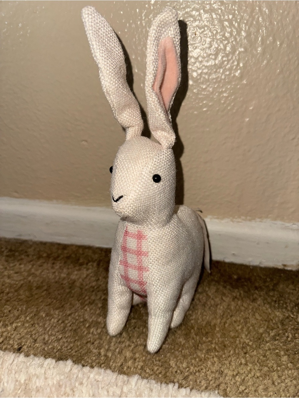 Plush Figure White & Pink Rabbit Bunny Stuffed Animal Plush
